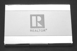 Two-Tone Engraved SILVER Business Card Holder