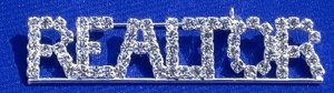 #14B Pin Jewelry - with Crystal REALTOR®  Silver Back