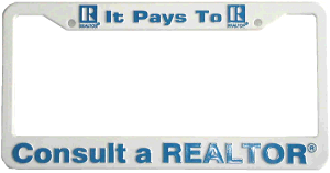 Plastic License Plate Frame  - REALTOR® Logo - White