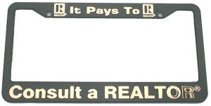 Plastic License Plate Frame - REALTOR® Logo - Black