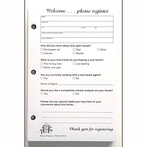Small Open House Guest Register Refill
