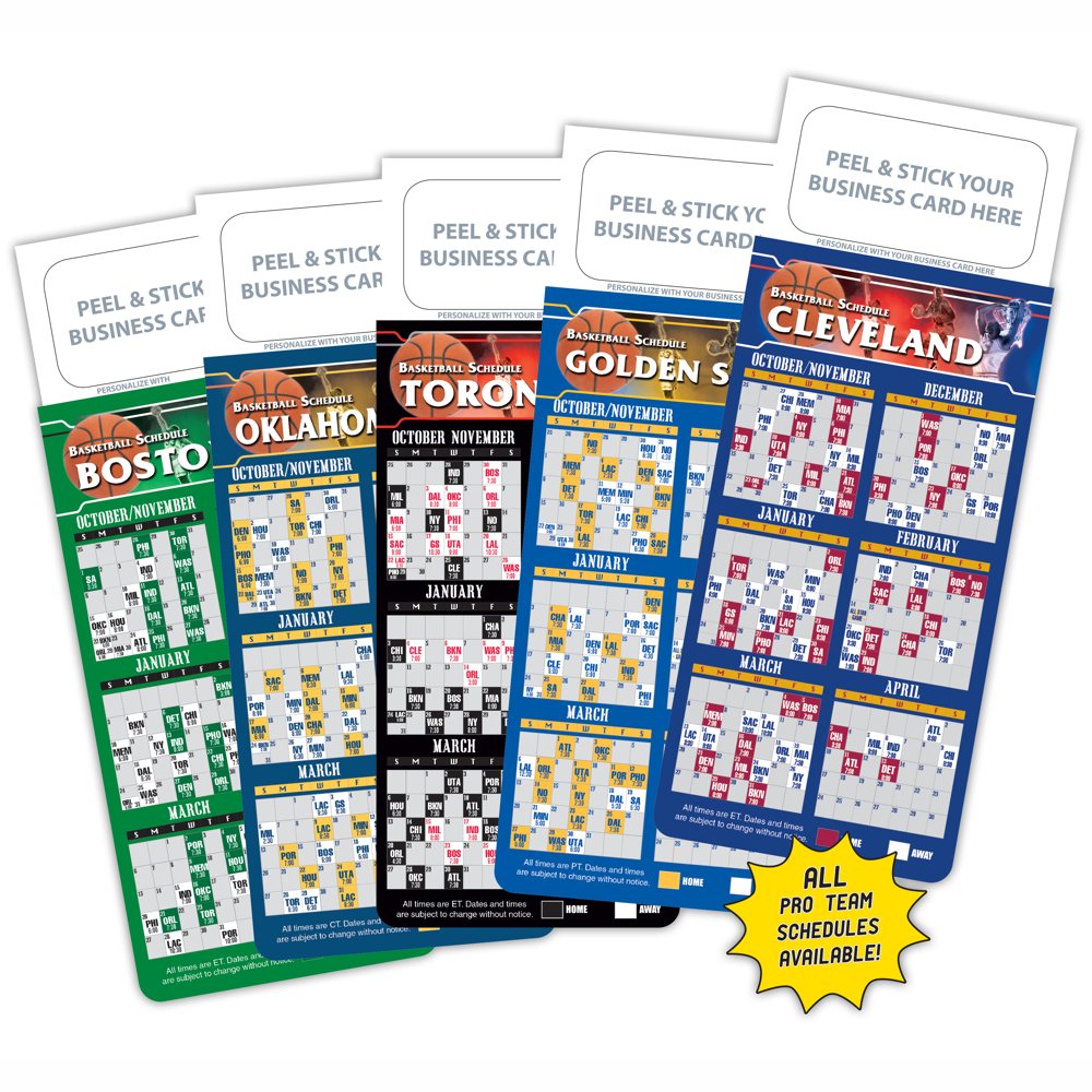 Pro Basketball Schedule Magnets - Set of 100